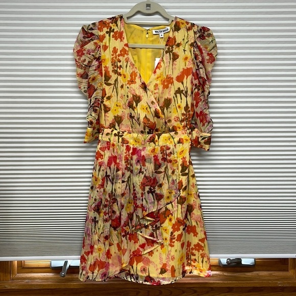 Walter Baker NWT Yellow Tulip Adriana Floral Puff Sleeve Dress Size 0 - Picture 4 of 14